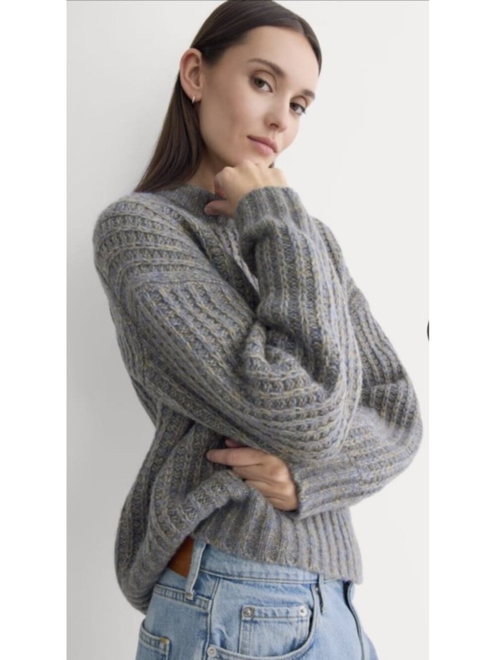 NEW Everlane Waffle Sweater in Cloud Alpaca/ Merino Wool Pullover Knit Crewneck